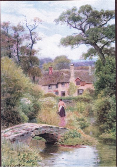 Pasarela, cerca de Porlock, Somerset, de The Cottages and the Village Life of Rural England publicado por Dent & Sons Limited de Alfred Robert Quinton