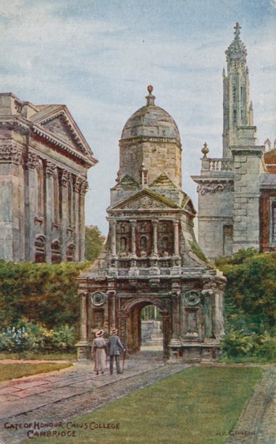 Puerta de Honor, Caius College, Cambridge (litografía a color) de Alfred Robert Quinton