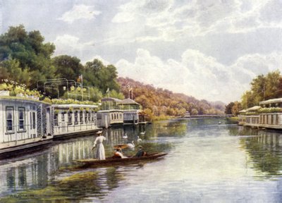 Casas flotantes en Henley Backwater de Alfred Robert Quinton