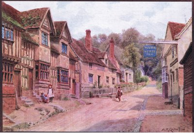 Casas anteriormente ocupadas por tejedores, Kersey, Suffolk, de The Cottages and the Village Life of Rural England publicado por Dent & Sons Limited de Alfred Robert Quinton