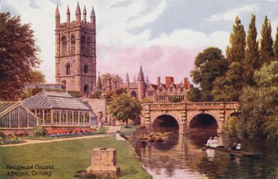 Oxford: Magdalen College y Bridge (litografía en color) de Alfred Robert Quinton