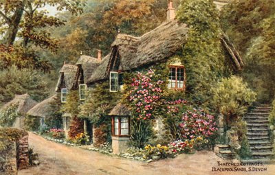 Cabañas con techo de paja, Blackpool Sands, S Devon de Alfred Robert Quinton