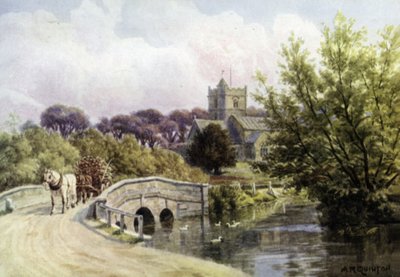 El Puente, Coombe Bissett, cerca de Salisbury (litografía a color) de Alfred Robert Quinton