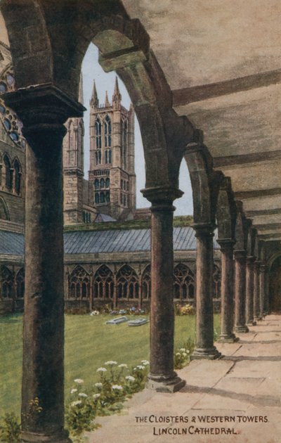 Los claustros y torres occidentales, Catedral de Lincoln de Alfred Robert Quinton