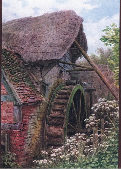 La rueda del molino, Elmley Castle, Worcester, de The Cottages and the Village Life of Rural England publicado por Dent & Sons Limited de Alfred Robert Quinton