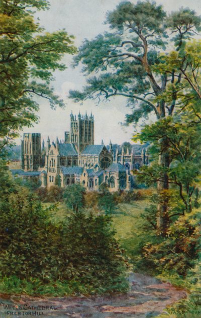 Catedral de Wells, desde Tor Hill (litografía en color) de Alfred Robert Quinton