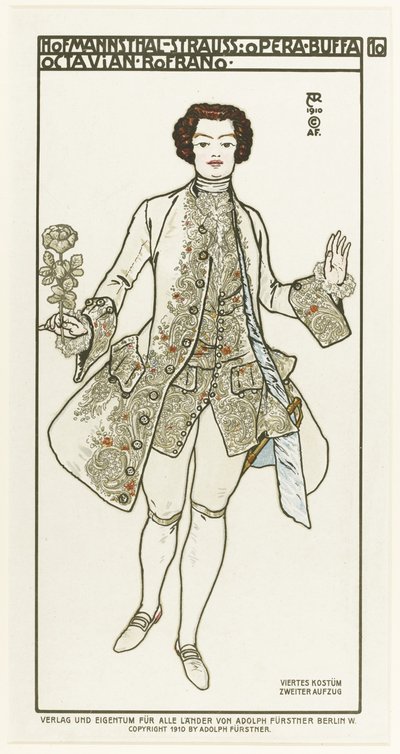Diseño de vestuario para la ópera Der Rosenkavalier El caballero de la rosa de Richard Strauss, 1910 de Alfred Roller