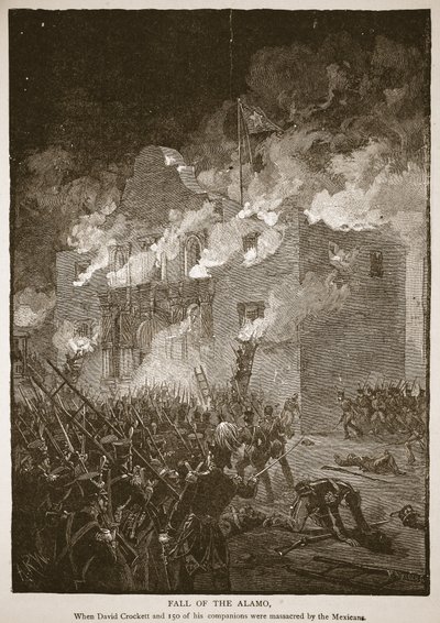La caída del Álamo, de un libro pub. 1896 (grabado) de Alfred Rudolph (after) Waud