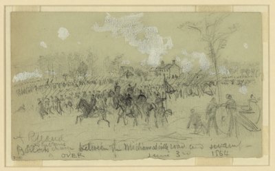 Carga de Barlow y Gibbons entre el camino de Mechanicsville y el pantano de Alfred Rudolph Waud