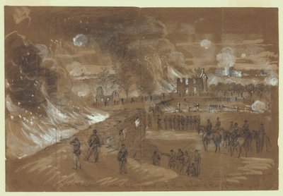Quema de las casas y graneros del Sr. Muma en la pelea del 17 de septiembre de Alfred Rudolph Waud