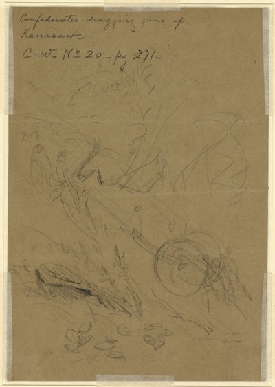 Confederados arrastrando cañones por Kenesaw de Alfred Rudolph Waud