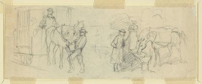 Alimentando y descansando caballos de Alfred Rudolph Waud
