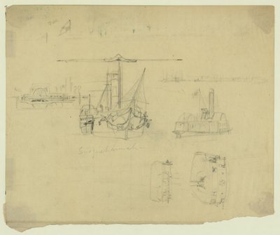 Cinco vistas del Susquehannah y el Ceres de Alfred Rudolph Waud