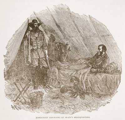 Longstreet informando en el cuartel general de Bragg, de un libro publicado en 1896 de Alfred Rudolph Waud
