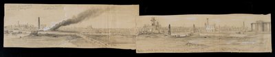 Distrito norte desde el puente de Erie Street, mirando hacia el este, durante el incendio de Chicago de 1871 de Alfred Rudolph Waud