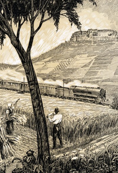 Ferrocarriles alemanes - Tren rural en Freyburg de Alfred Seckelmann