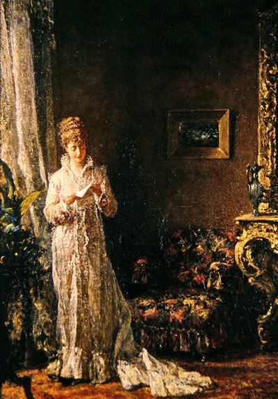 Dama en un vestido de encaje (Buenas noticias) de Alfred Seifert