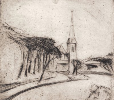 Camino con iglesia de Alfred Simonsen