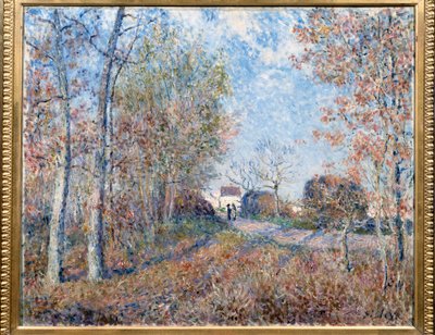 Un rincón del bosque con Sablons o el camino al borde del bosque de Alfred Sisley