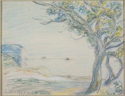 Árboles a orillas del mar de Alfred Sisley