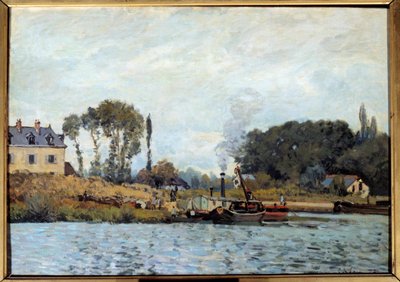 Barco en la esclusa de Bougival de Alfred Sisley