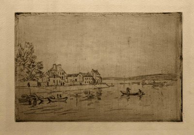 Orillas del Loing: Los seis botes amarrados de Alfred Sisley