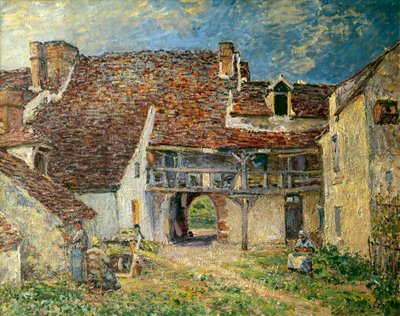 Patio de la granja en Saint Mammes de Alfred Sisley