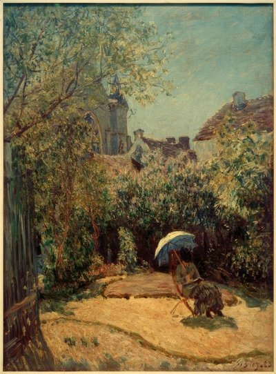 Mujer con sombrilla - Escena de verano de Alfred Sisley