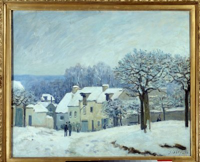 La plaza del Kennel en Marly, efecto de nieve de Alfred Sisley