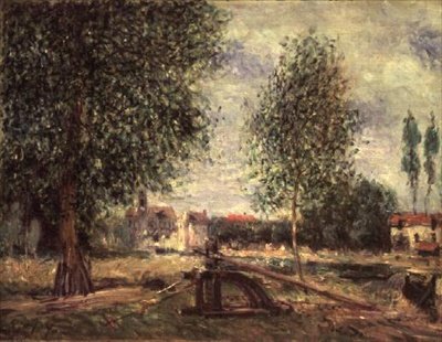 Paisaje en Moret-sur-Loing de Alfred Sisley