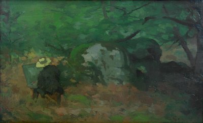 El pintor Monet en el bosque de Fontainebleau de Alfred Sisley