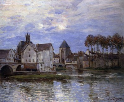 Puente de Moret al Atardecer, 1892 de Alfred Sisley