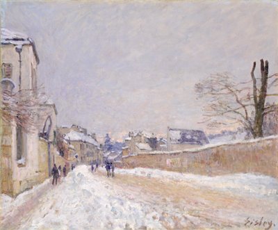 Rue Eugène Moussoir en Moret: Invierno de Alfred Sisley
