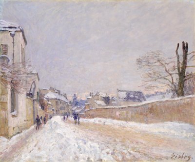 Rue Eugène Moussoir en Moret: Invierno, 1891 de Alfred Sisley