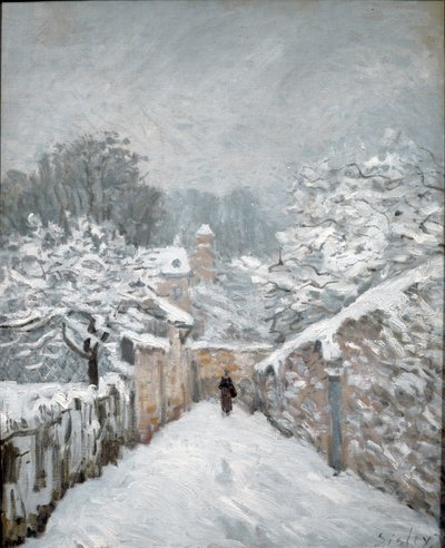 Nieve en Louveciennes. Óleo sobre lienzo de Alfred Sisley