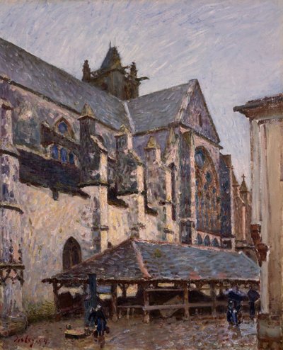 La iglesia en Moret bajo la lluvia, 1894 de Alfred Sisley