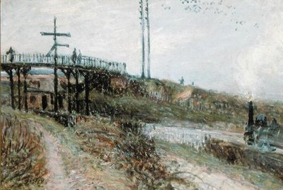 El Puente Peatonal sobre el Ferrocarril en Sevres, c.1879 de Alfred Sisley