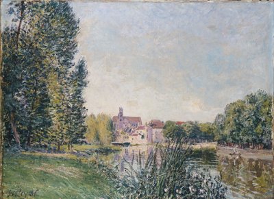 El Loing y la iglesia en Moret, 1886 de Alfred Sisley