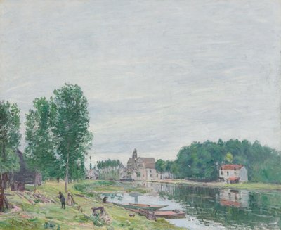 El astillero Matrat, Moret-sur-Loing, tiempo lluvioso de Alfred Sisley