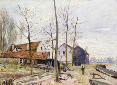 Los molinos de Moret, con sol naciente, 1889 de Alfred Sisley