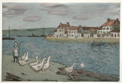 La orilla del río o Gansos de Alfred Sisley