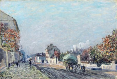 Una calle en Marly - Pintura de Alfred Sisley (1839-1899), óleo sobre lienzo, 38,1 x 55,9 cm de Alfred Sisley