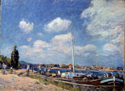 Descarga de las barcazas en Billancourt de Alfred Sisley