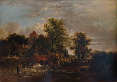 Compuerta en el río Western, c. 1832 de Alfred Stannard