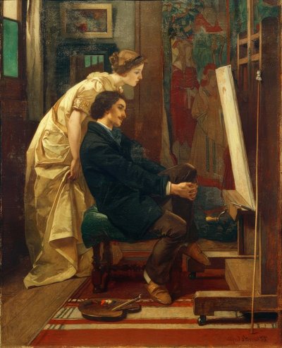 A.Stevens, El pintor y su modelo de Alfred Emile Stevens
