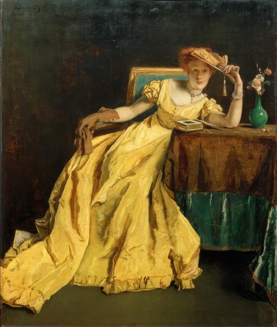 A.Stevens, La dama de amarillo de Alfred Emile Stevens