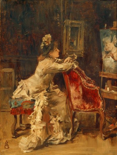 A.Stevens, Esperando o El estudio de Alfred Emile Stevens