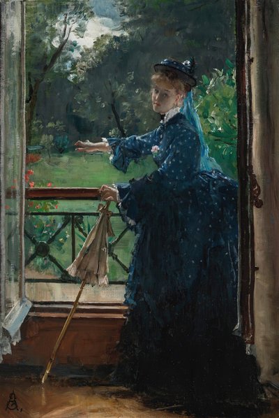 Mujer en el balcón de Alfred Emile Stevens