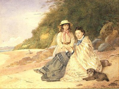 Madre e hija con perro de Alfred Tidey