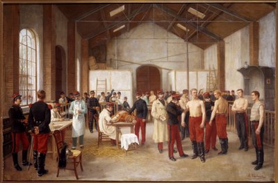 Vacunación en el Val de Grace Pintura de Alfred Touchemolin (1829-1907). 1900 aprox. Museo del Valle de Gracia, París de Alfred Touchemolin